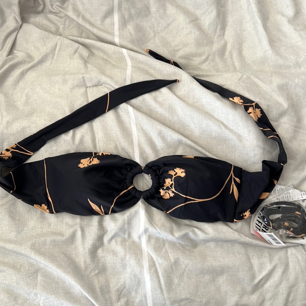 New bikini top-navy blue and peach